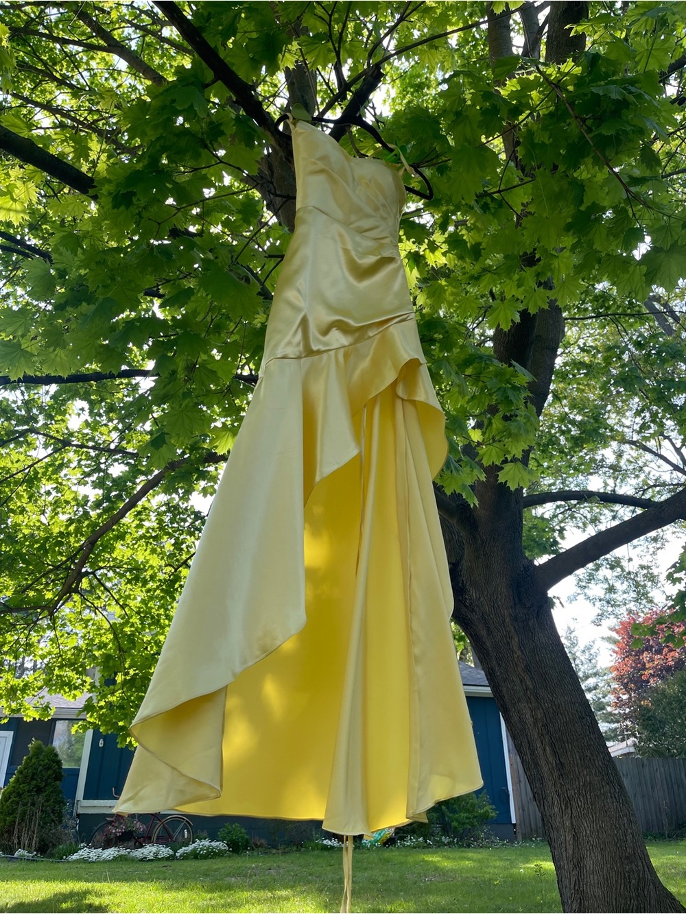 Yellow Satin Evening Dress